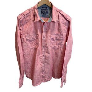American Rag Red Shoulder Tabs Button Down Collared Western Shirt Sz XL
